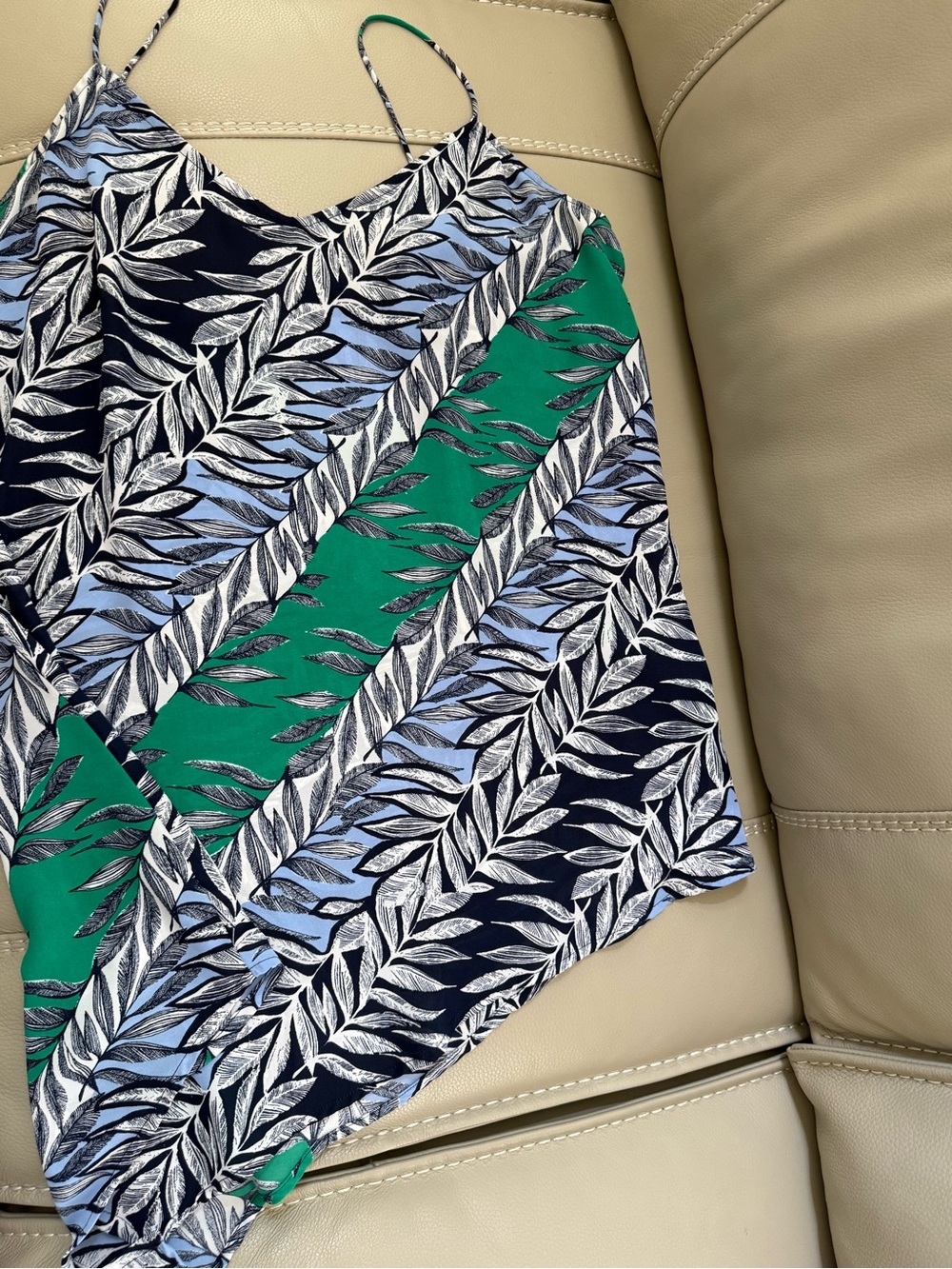Michael Kors Green, Navy & Light Blue Leaf Print Camisole
